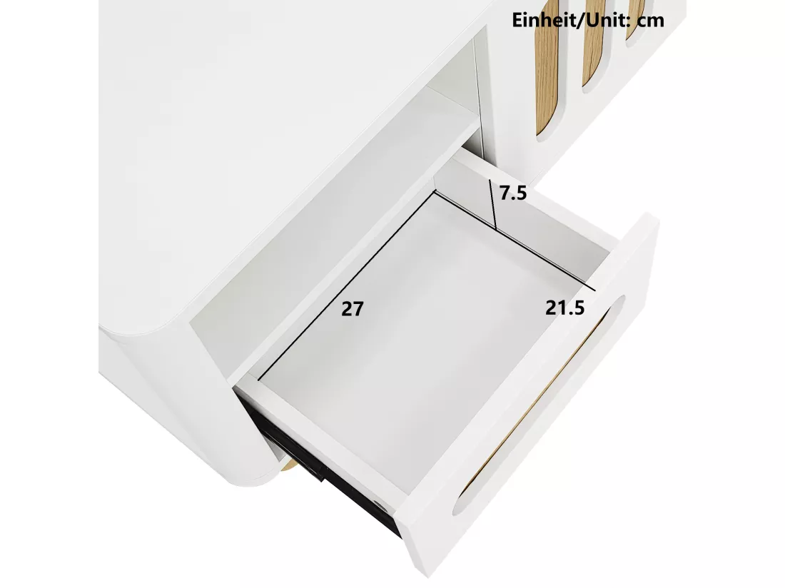Table basse moderne 105x50x40 cm avec LED - avec 2 portes et 1 tiroir - Blanc