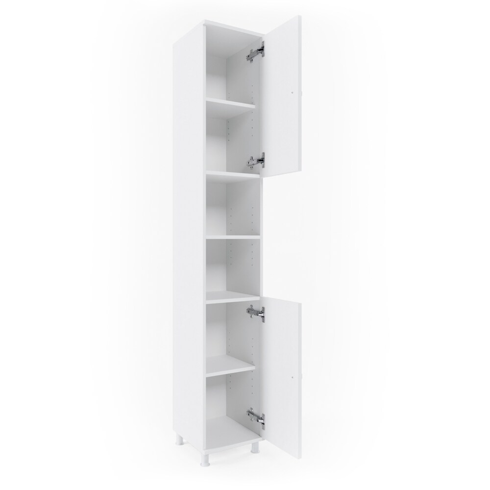 VICCO Badschrank FYNN 190 x 30 cm Weiß - Badezimmerschrank Hochschrank Badregal