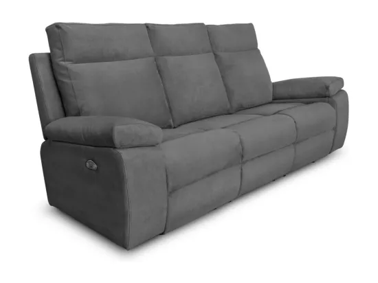 Canapé de relaxation électrique 3 places en tissu Houda - Gris clair - L235 x 93 x 105cm - Loungitude