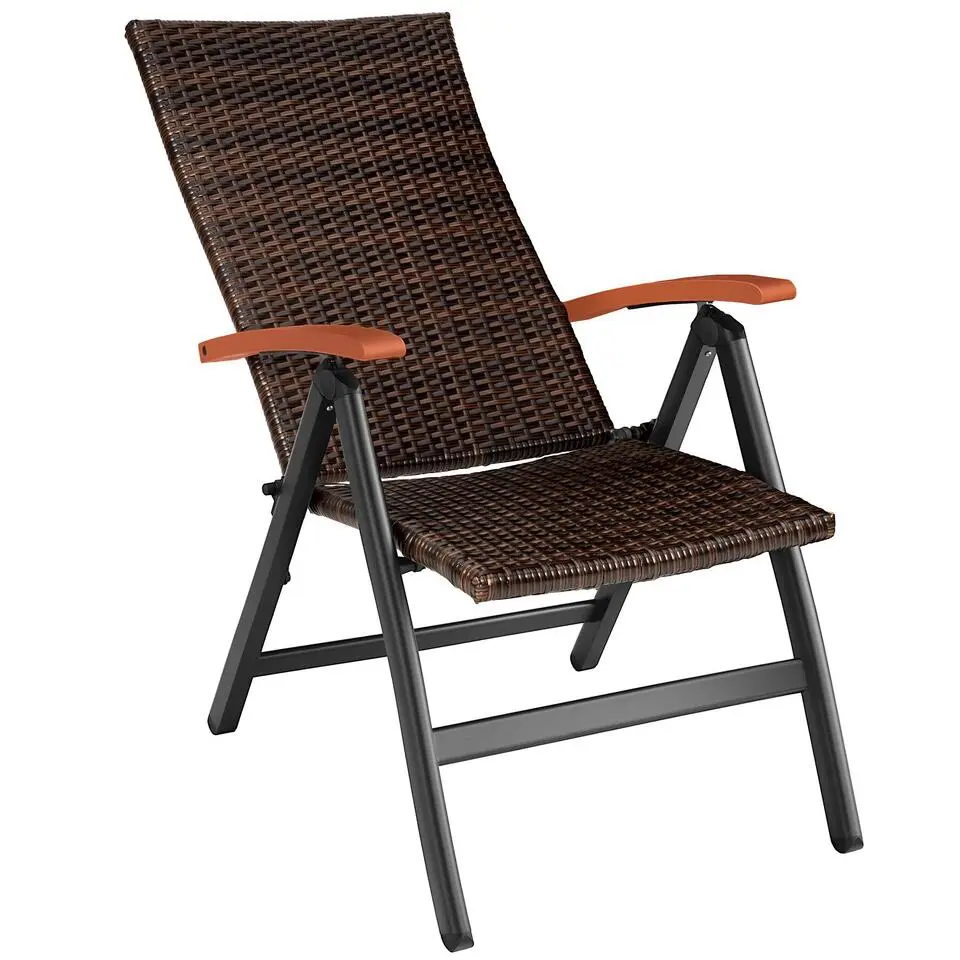 tectake Wicker tuinstoel Canberra opklapbaar, Bruin