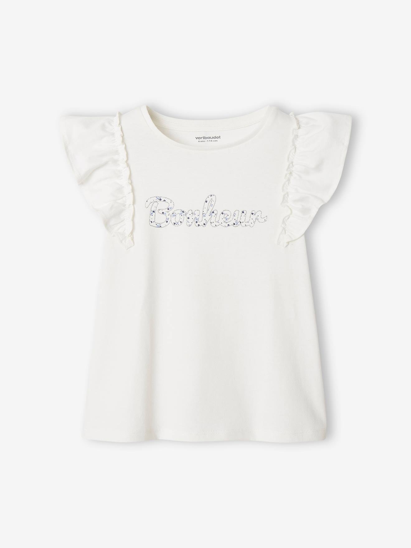 Camiseta infantil branca com babados
