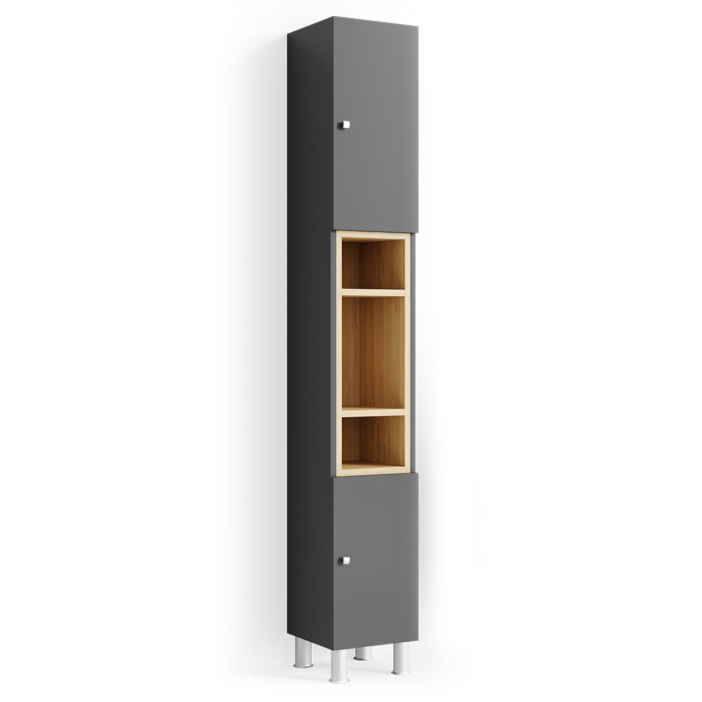 Vicco Badschrank Aquis Badezimmerschrank Hochschrank Bad Schrank Eiche Anthrazit
