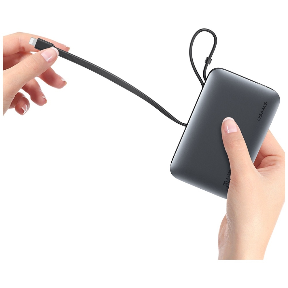 (20W) 10000mAh USB A / USB C Powerbank Power Delivery Ladegerät inkl. USB C / Lightning Ladekabel mit LED Anzeige - Schwarz