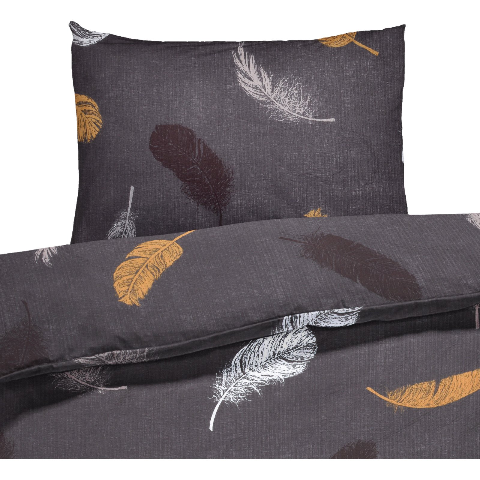 Bettwäsche Seersucker Muster schwarz 200x210 2x65x65 Bettanzug Fra