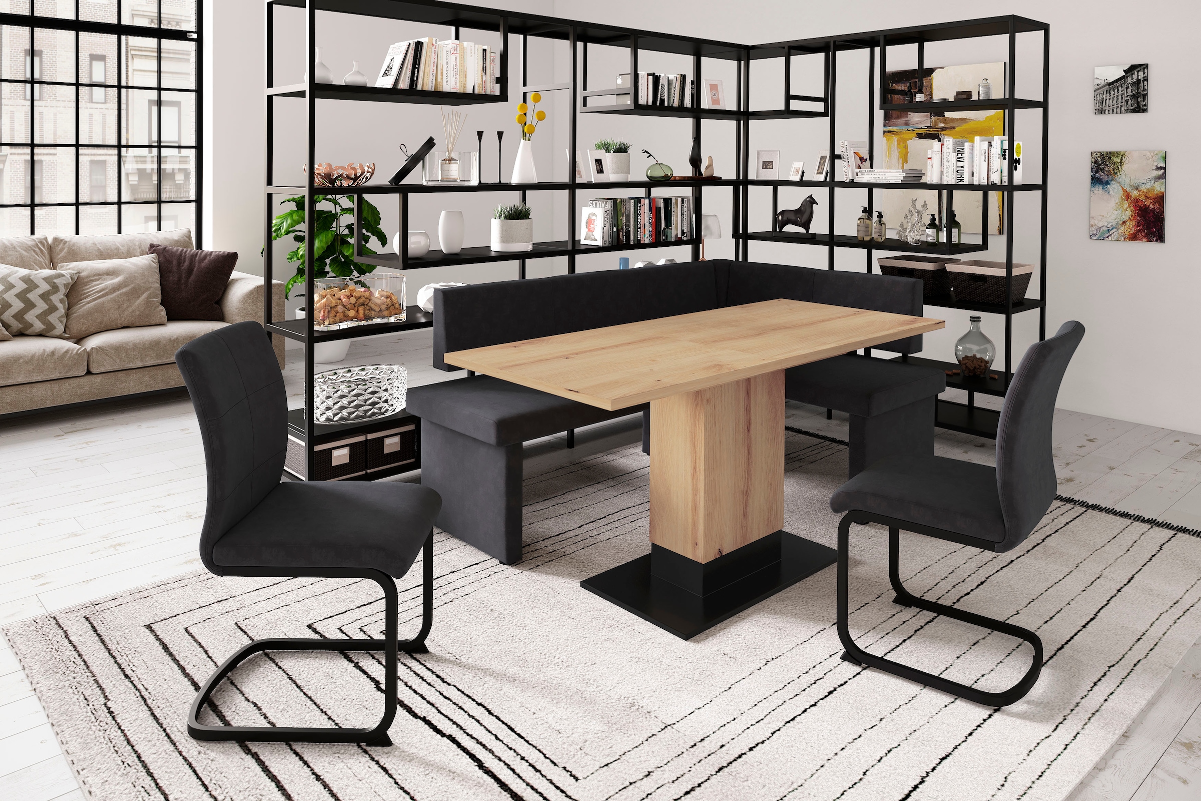 HELA Eckbankgruppe »Pia« Set, 4 Stk. tlg. Esstisch ausziehbar, Bank links/rechts montierbar