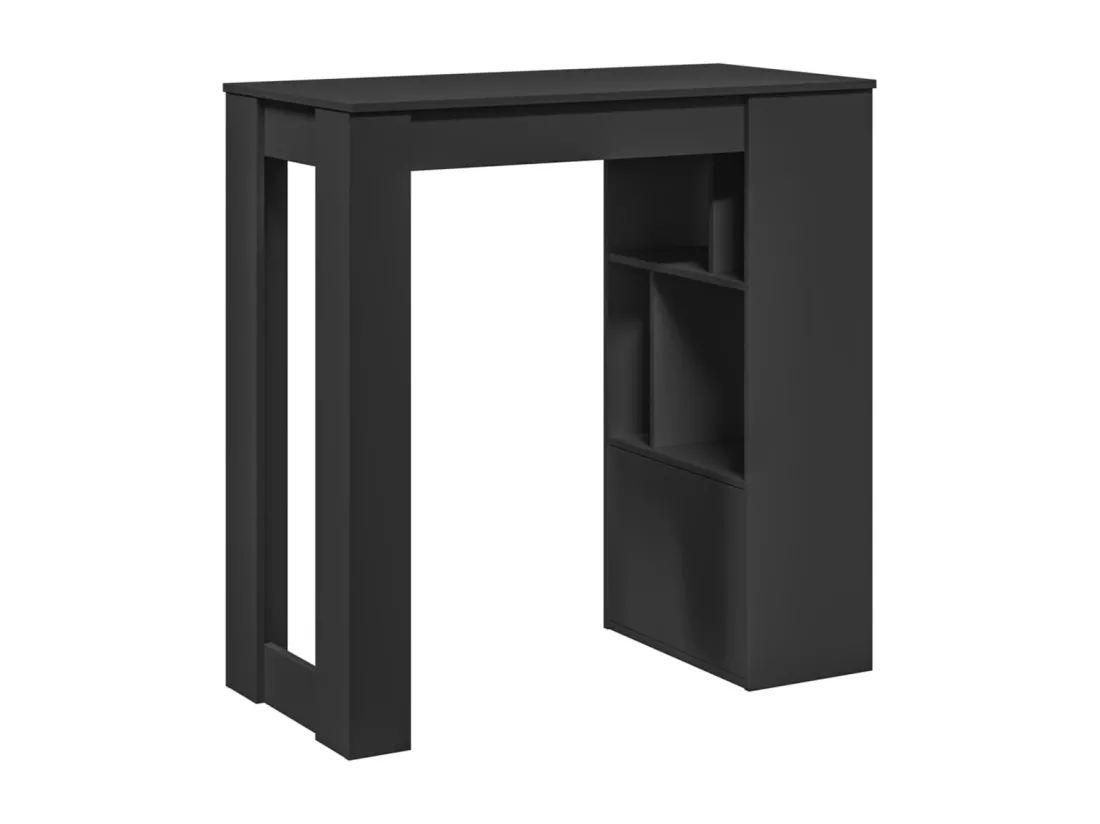 Table de bar avec étagères noir bois d'ingénierie