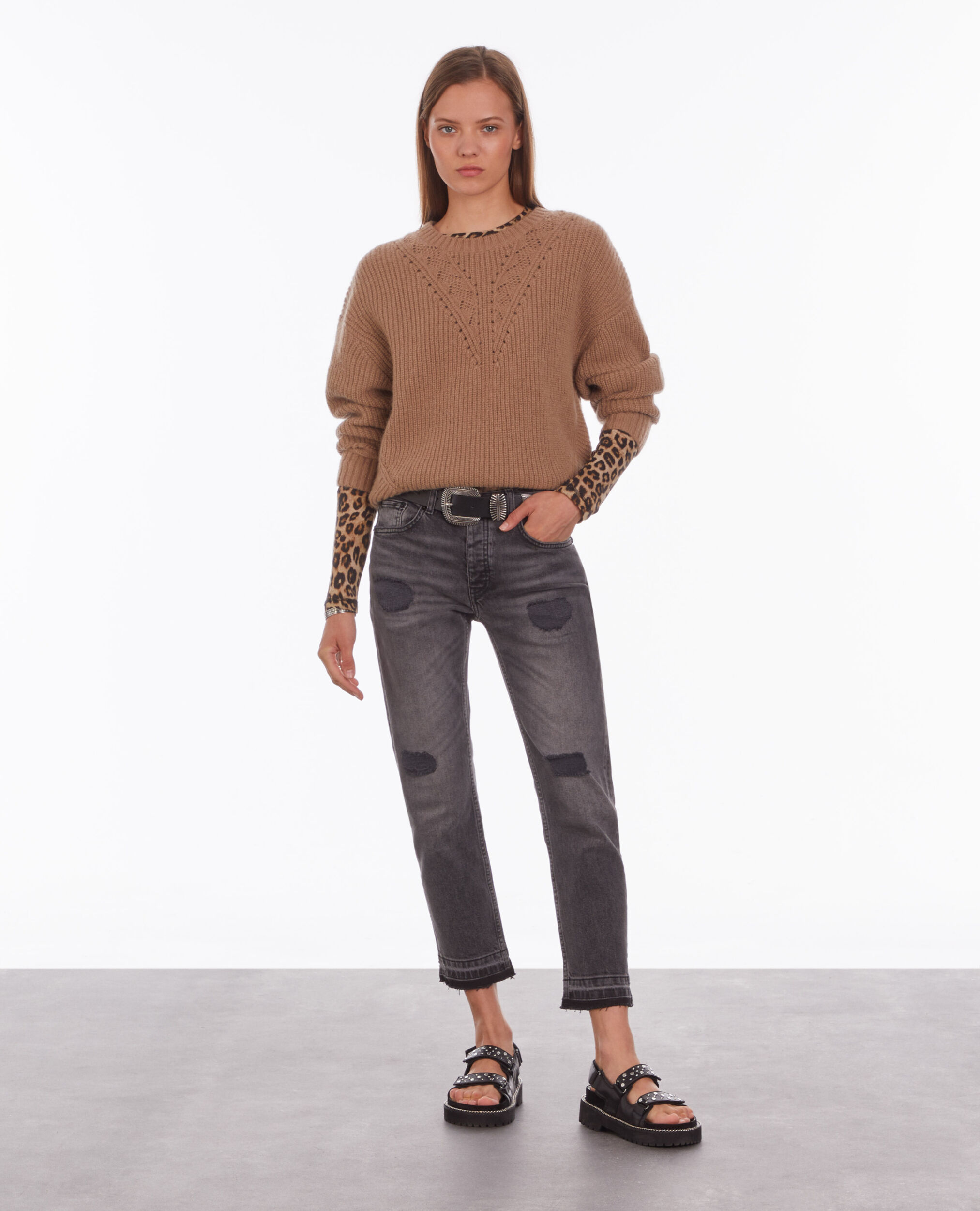 Pull camel en laine mélangée