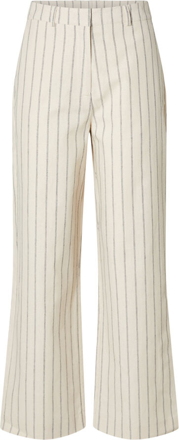 Selected Femme SLFHILDA HW WIDE PANT PIN STRIPE Sandshell/pin stripe
