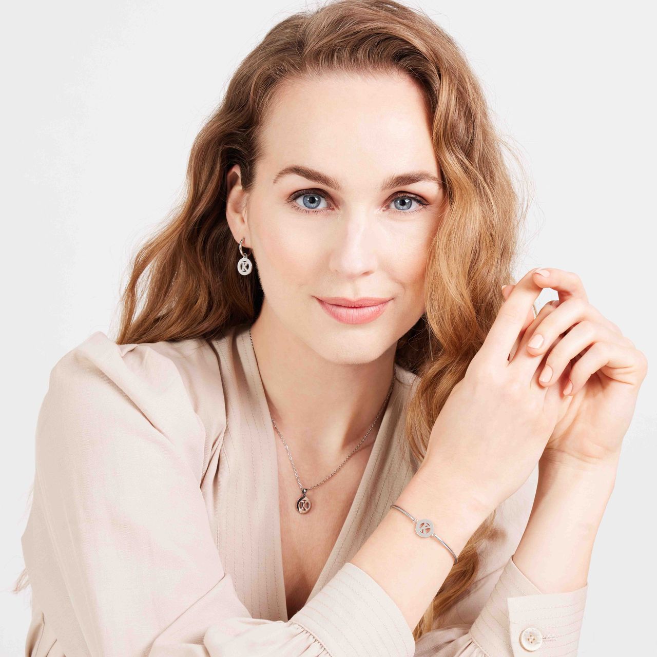 Stalen armband met letter - K