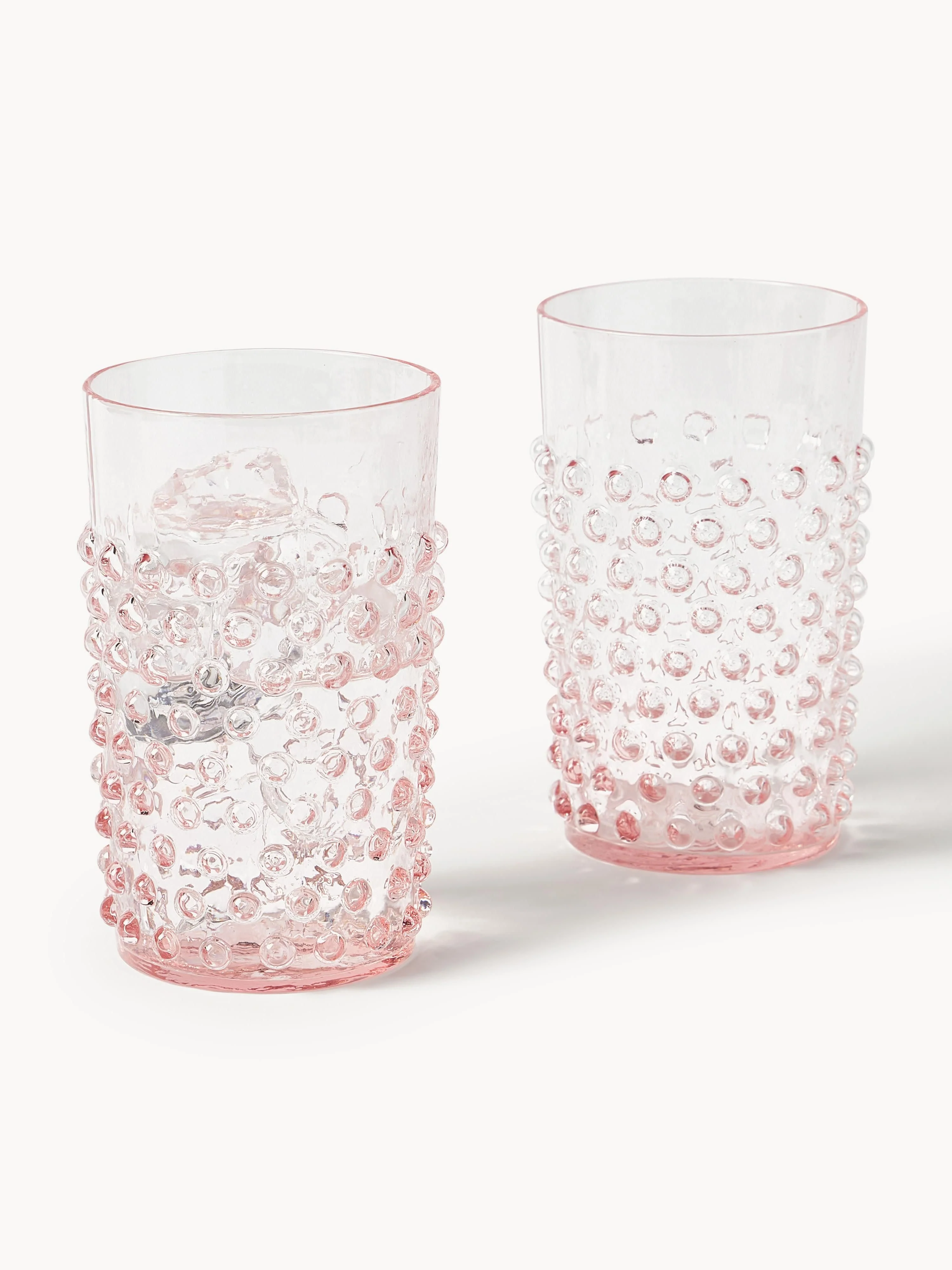 Mondgeblazen waterglazen Hobnail, 6 stuks