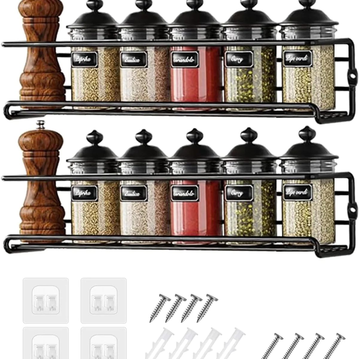 Lot de 2 Rangement epices Cuisine 29 × 6 × 6 cm Vendos85