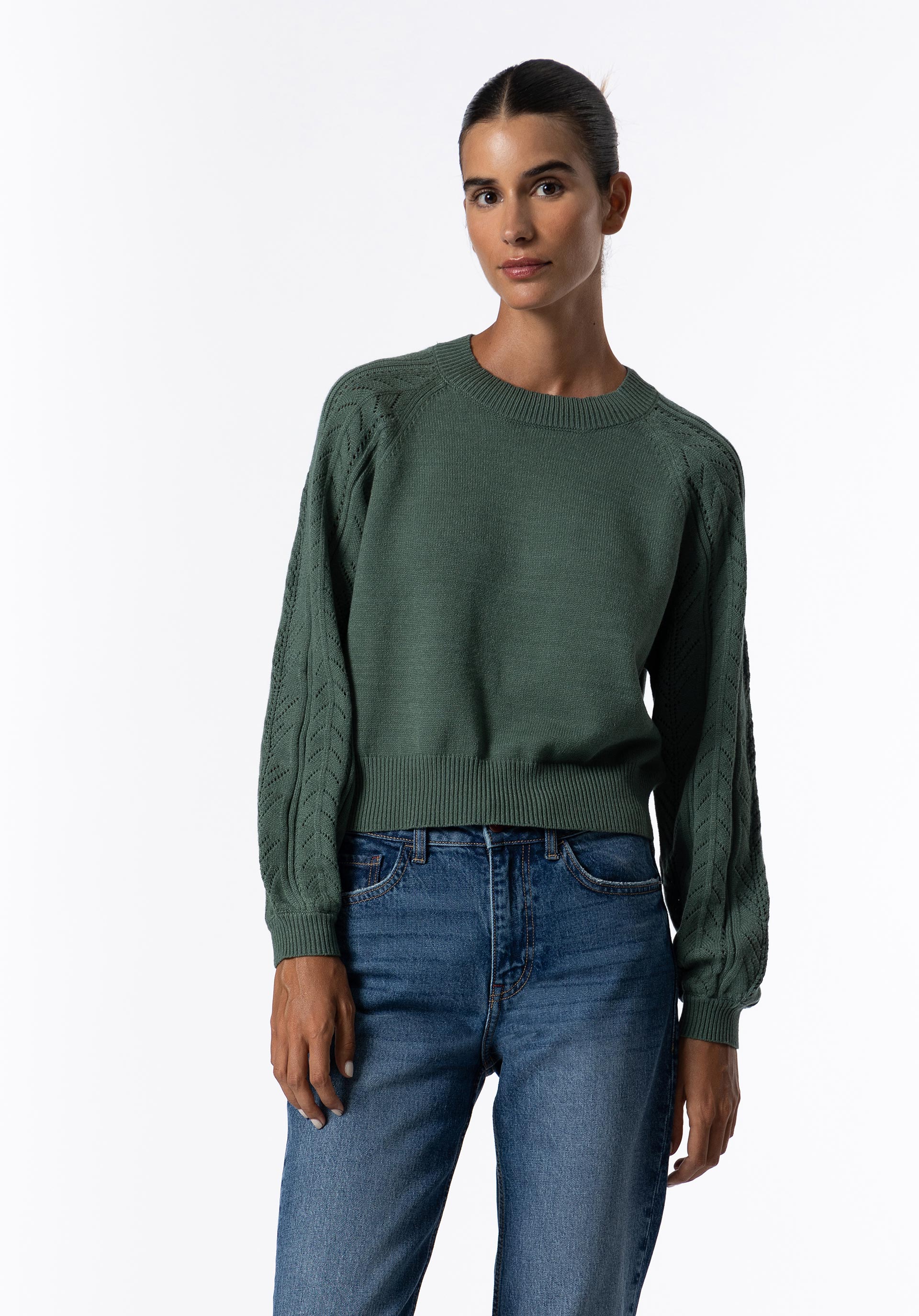 Camisola de Malha Mangas Perfuradas