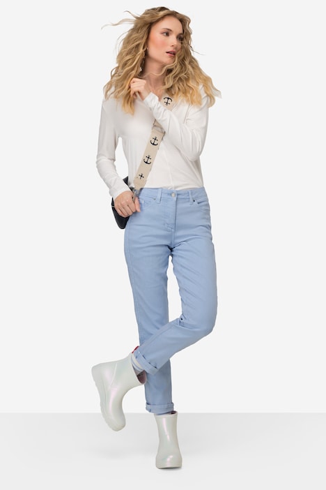 Jeans Tina, gerade Passform, seitliche Zierfalten, 5-Pocket