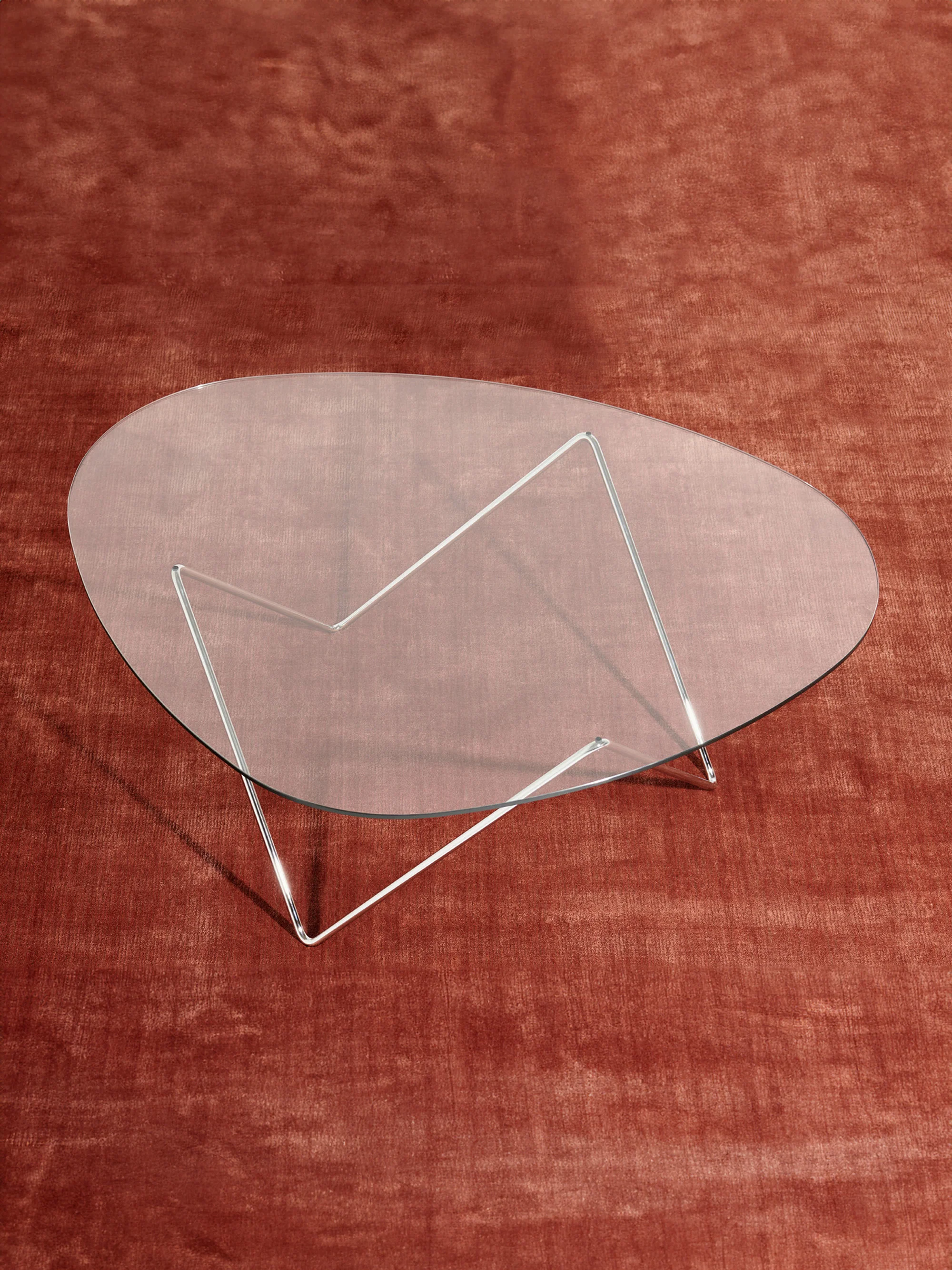 Ovale salontafel Pedrera met glazen tafelblad
