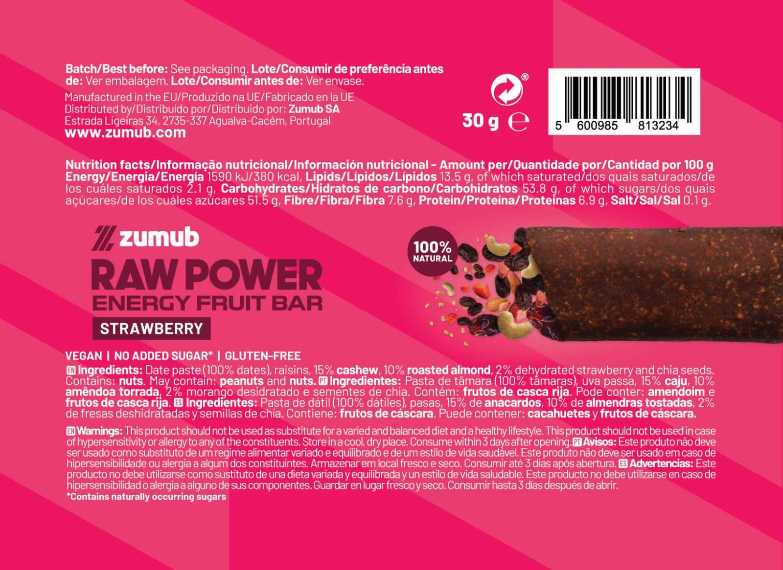 Barra de Energia de Frutas Zumub Raw Power 30g Café