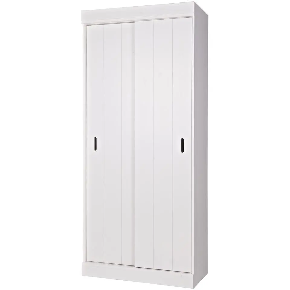 WOOOD Row Plankenkast Met Schuifdeuren - Grenen - Wit - 195x85x44