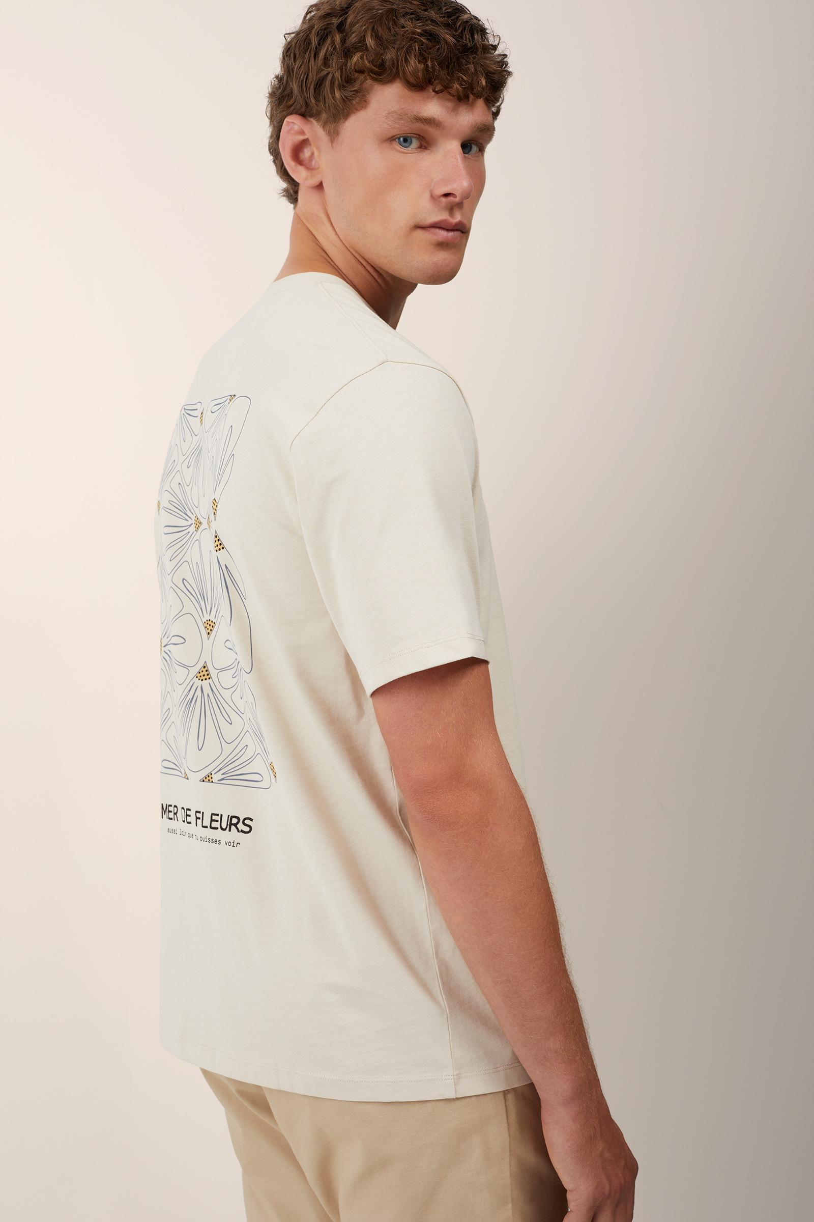 T-shirt met opdruk WE Fashion Beige
