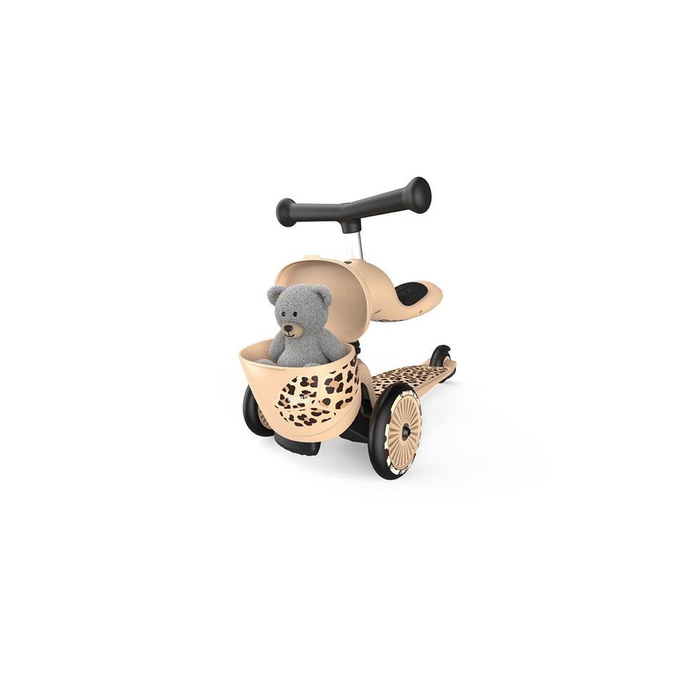 Scoot & Ride - Highwaykick 1 Lifestyle + Cykelhjelm - Leopard (Bundle)