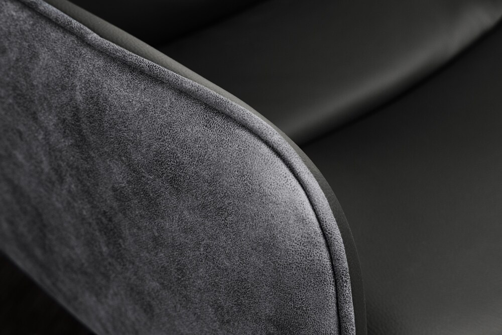 riess-ambiente Stuhl BIG GEORGE - grau Echtleder Microfaser mit Armlehne schwarze Metallbeine Drehbarer