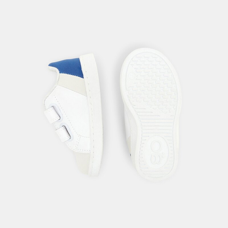Tennis tricolores à scratchs blanches bébé garçon Blanc