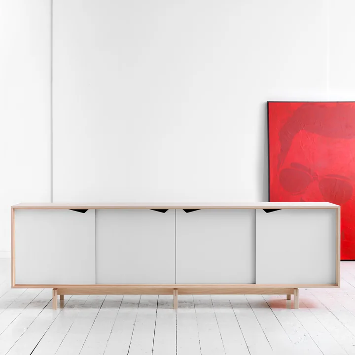 Andersen Furniture - S1 Sideboard, Eiche geseift / Türen ocean grau