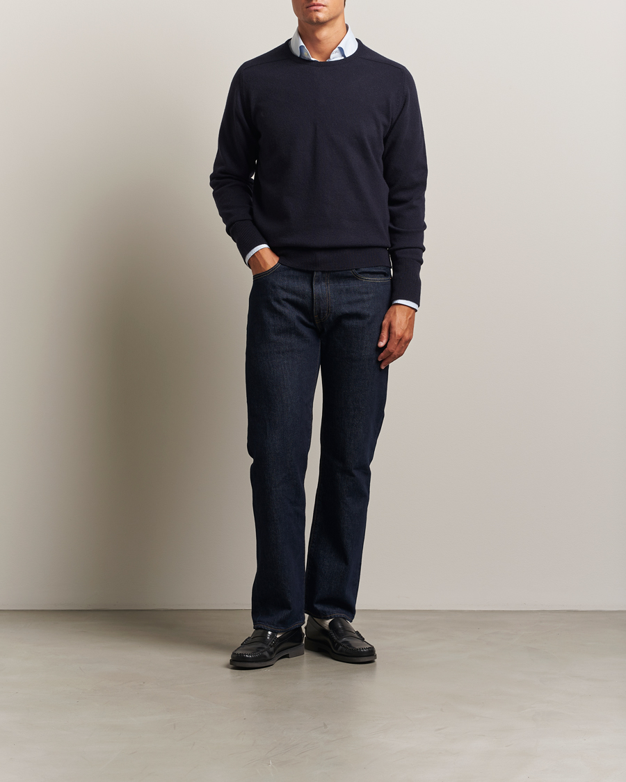 William Lockie Melrose Cashmere Crew Neck Dark Navy