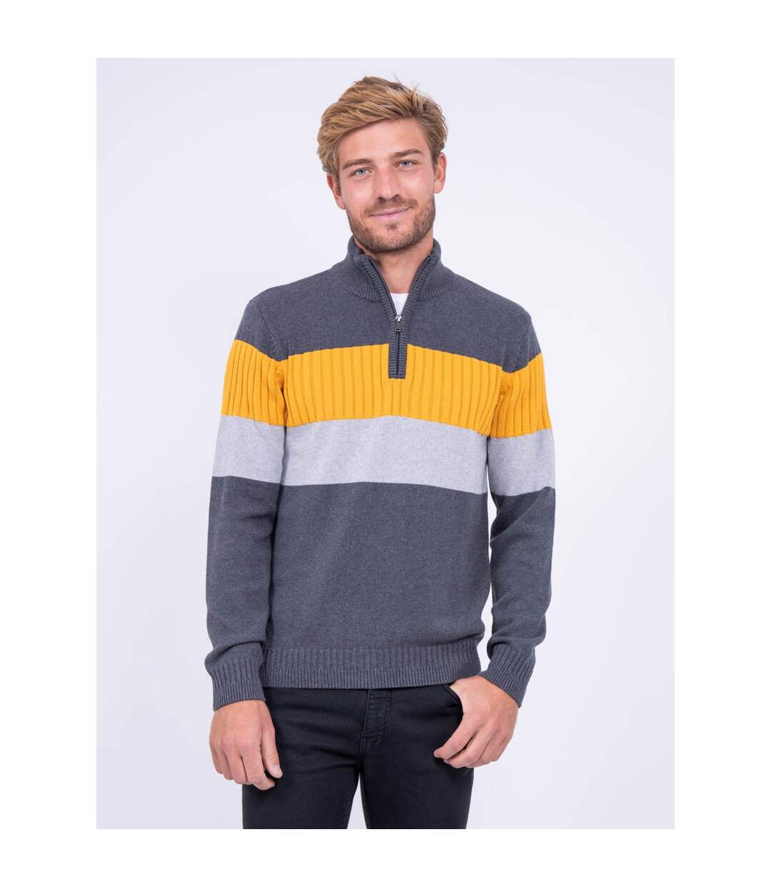 Pull col montant zippé pur coton LENAR