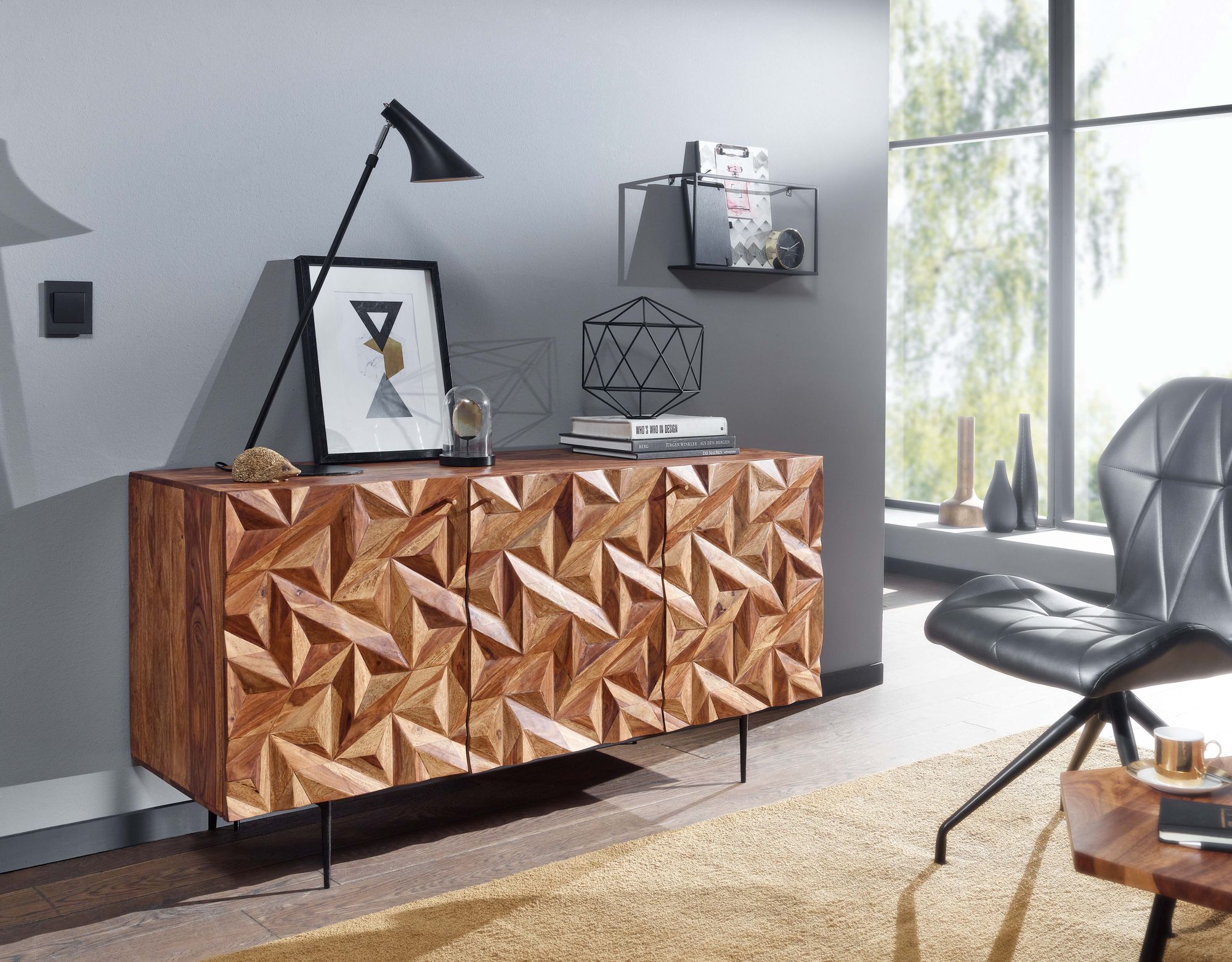Sideboard FineBuy Kommode 144x72x47 cm Holz Massiv Anrichte Modern Standschrank