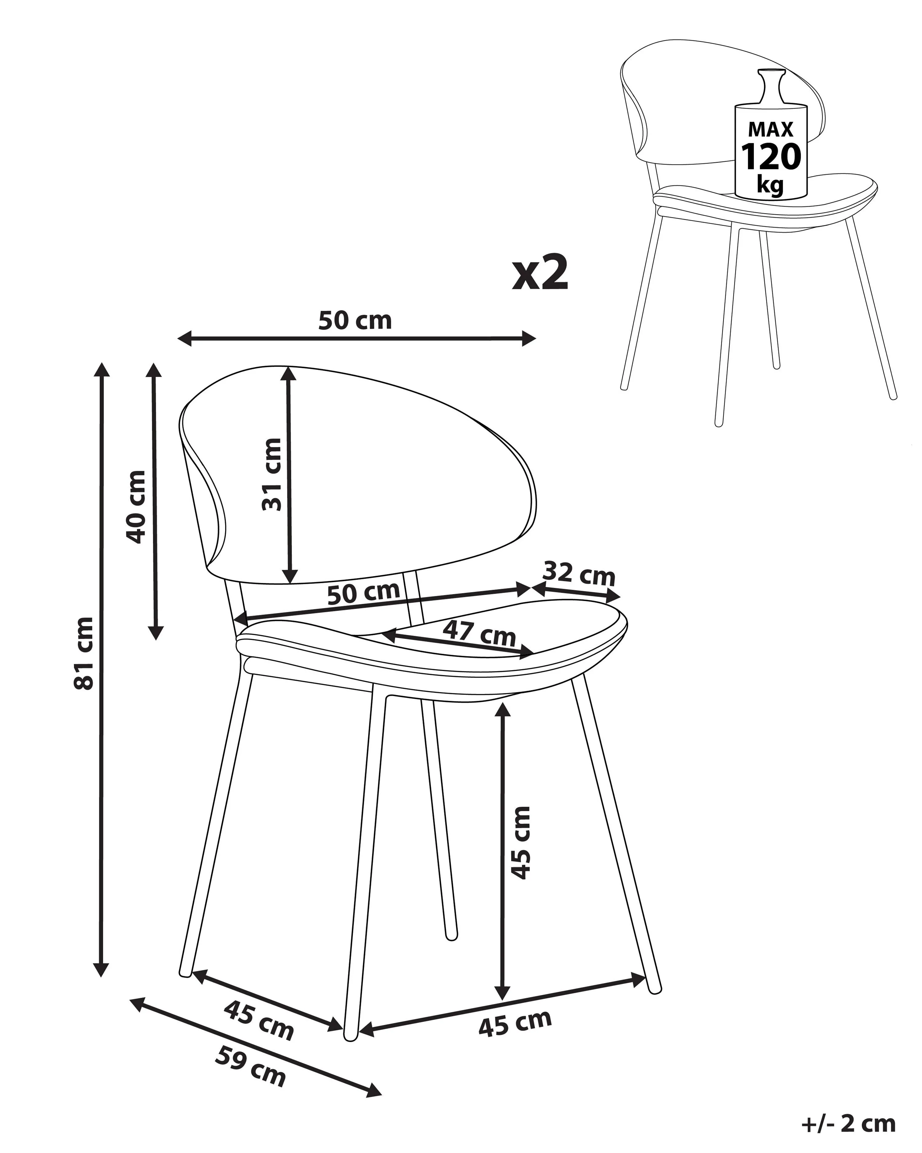 Set van 2 eetkamerstoelen KIANA Kunstleer Bruin