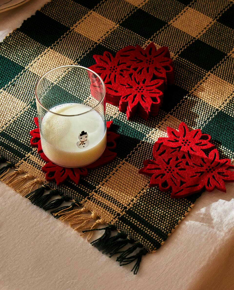 Conjunto de porta-copos de feltro floral para o Natal (pacote com 6)