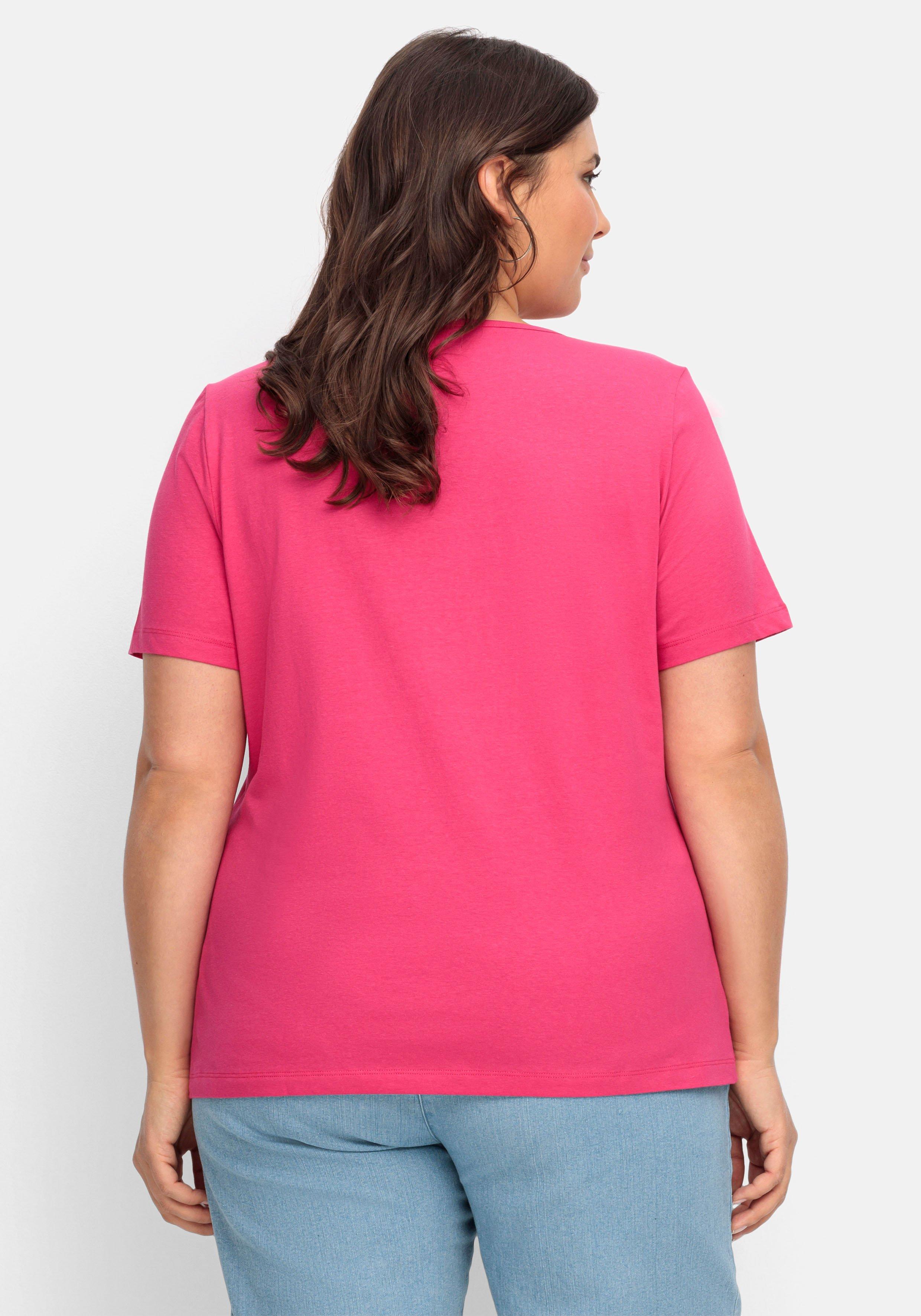 Shirt mit Blumenmuster aus Ziersteinchen vorn