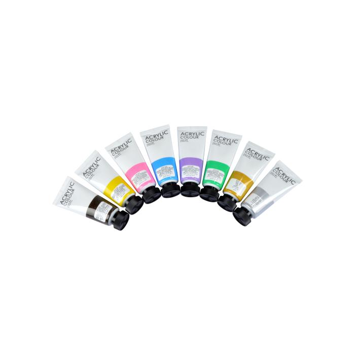 SET 8 TUBES DE PEINTURE ACRYLIQUE 22ML LES METALLISES