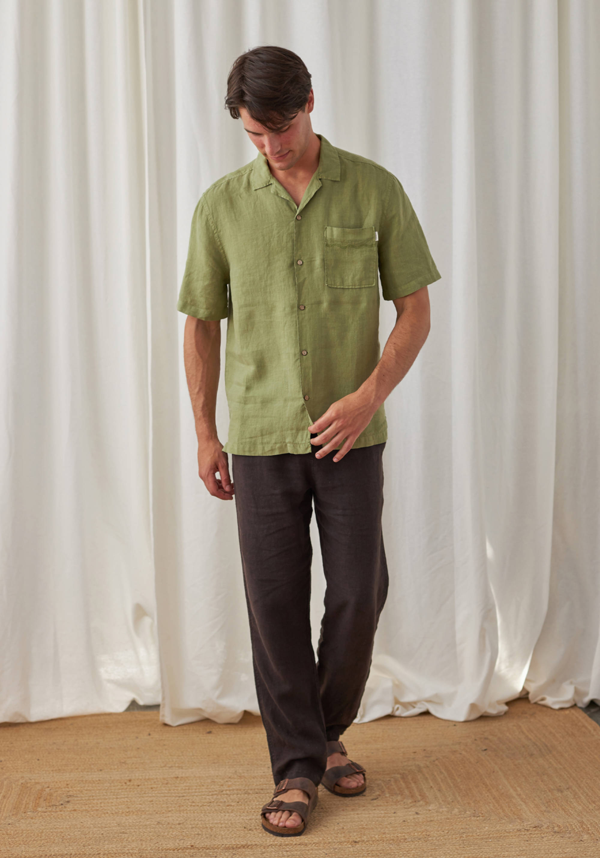Twothirds Leinenhemd Olorua Sage Green