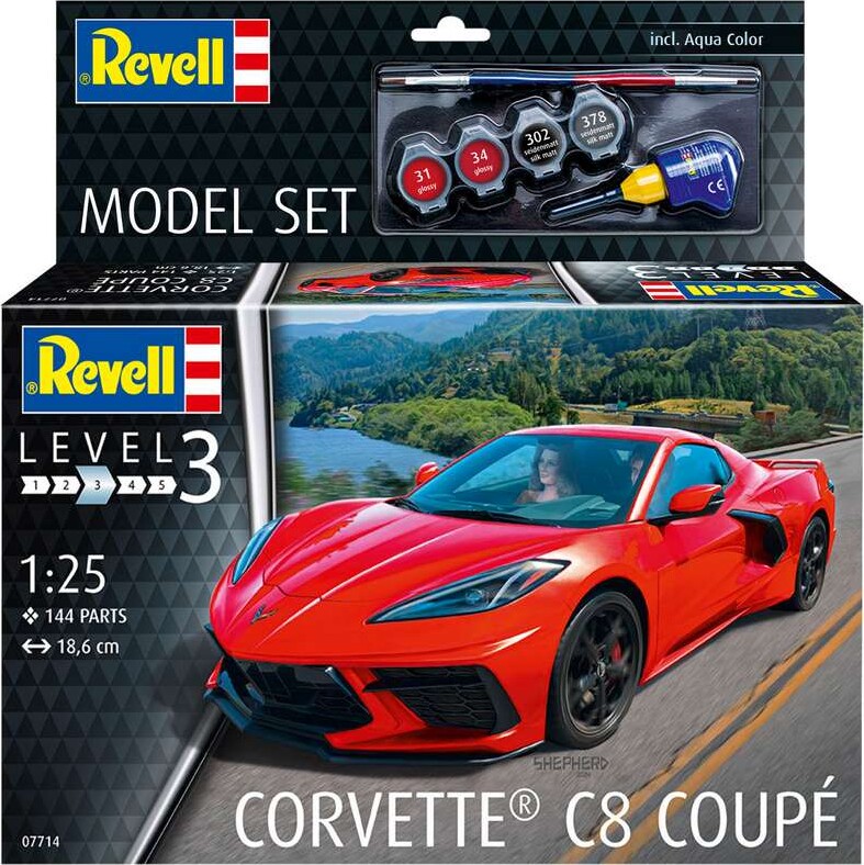 Revell - Corvette C8 Coupé Modelbil Byggesæt - 1:24 - 67714