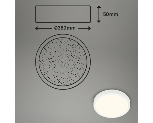 LED plafondlamp, dimbaar, 22W, 2900 lm, 2700-6500 K CCT, Ø 38 cm, Runa wit + sterrenhemeleffect, nachtlampfunctie, geheugenfunctie, afstandsbediening