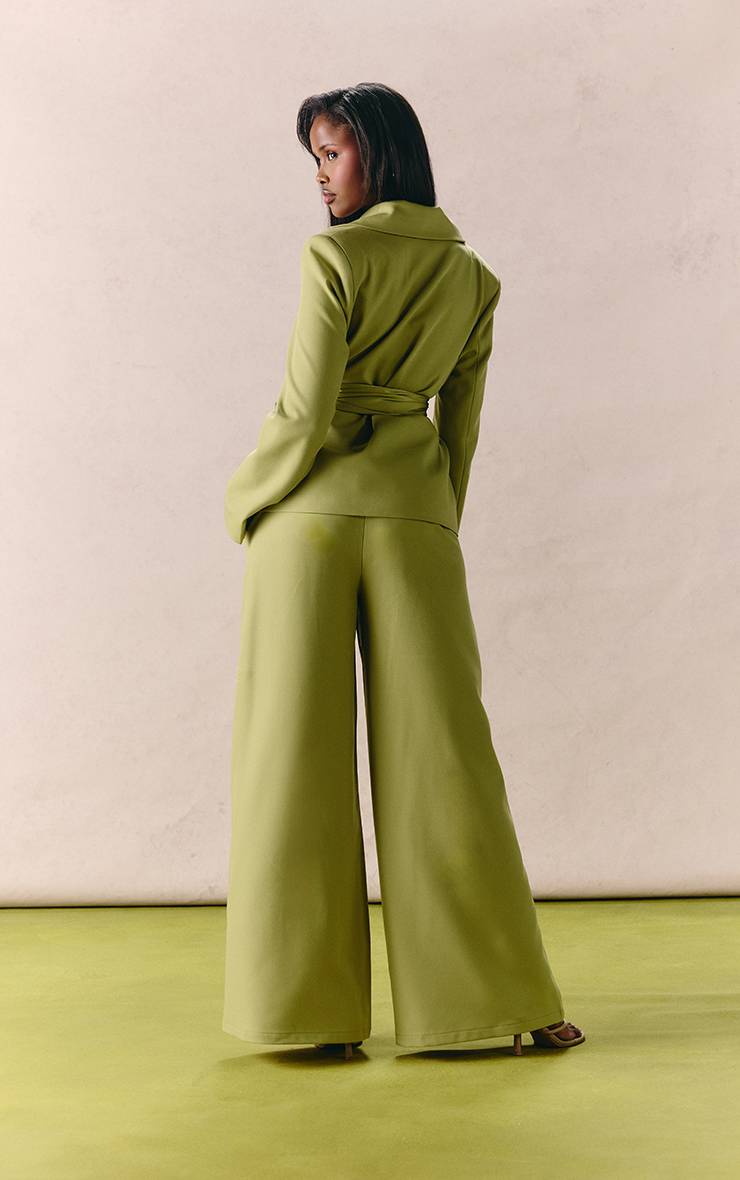 Vert Pomme Pantalon Large Tissé Ensemble Coordonné
