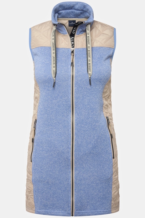 Strickfleece-Weste, Stepp-Einsätze, Stehkragen, Zipper
