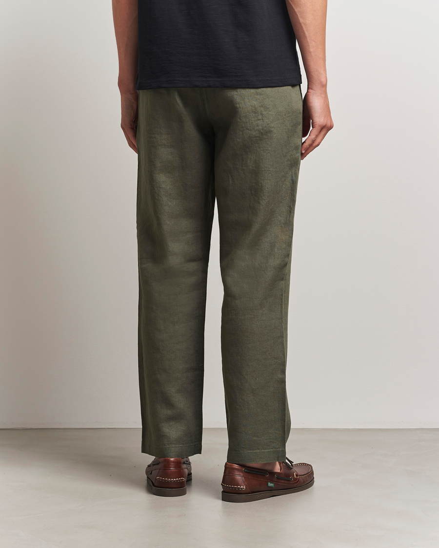 NN07 Aden Regular Fit Linen Trousers Croc Green