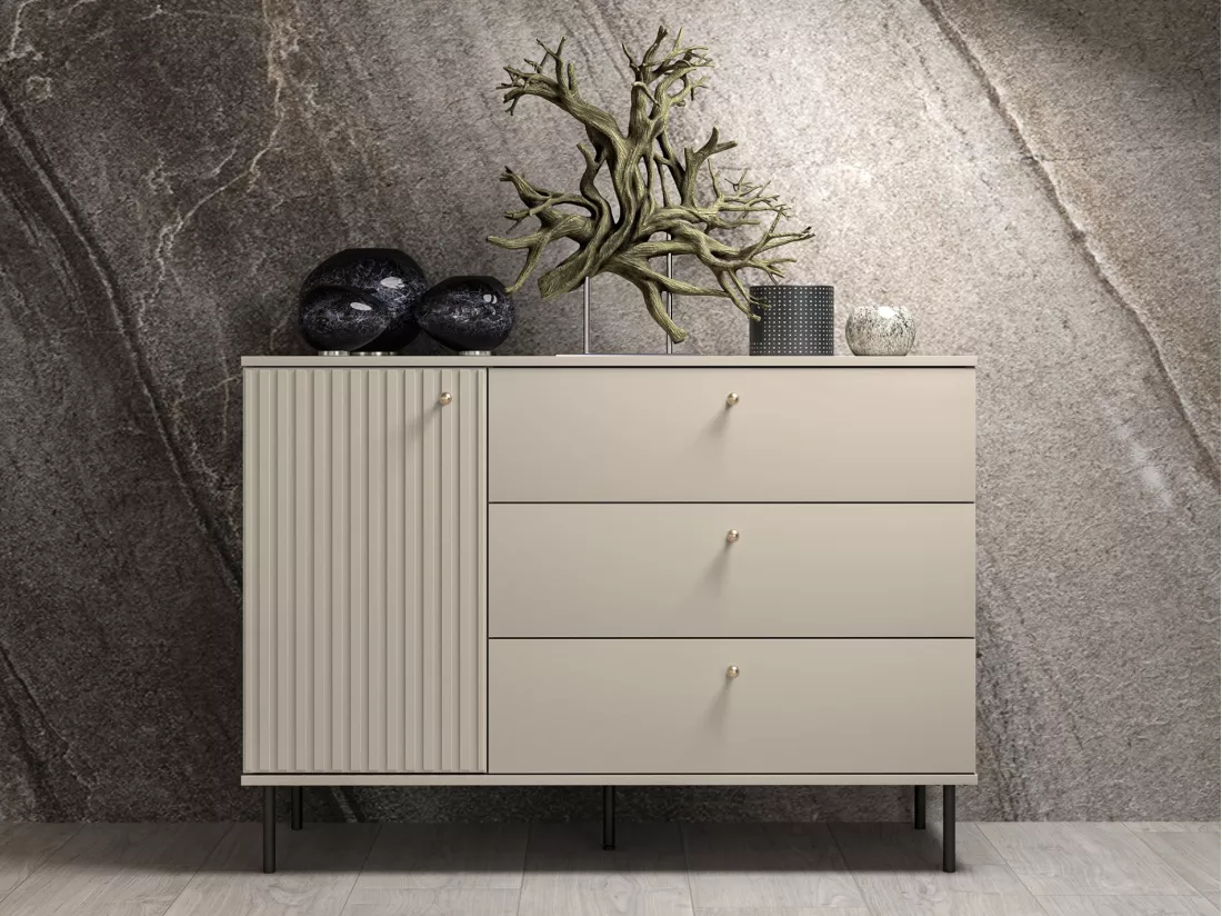 Buffet - 3 tiroirs - 120 cm - beige - CALETTO