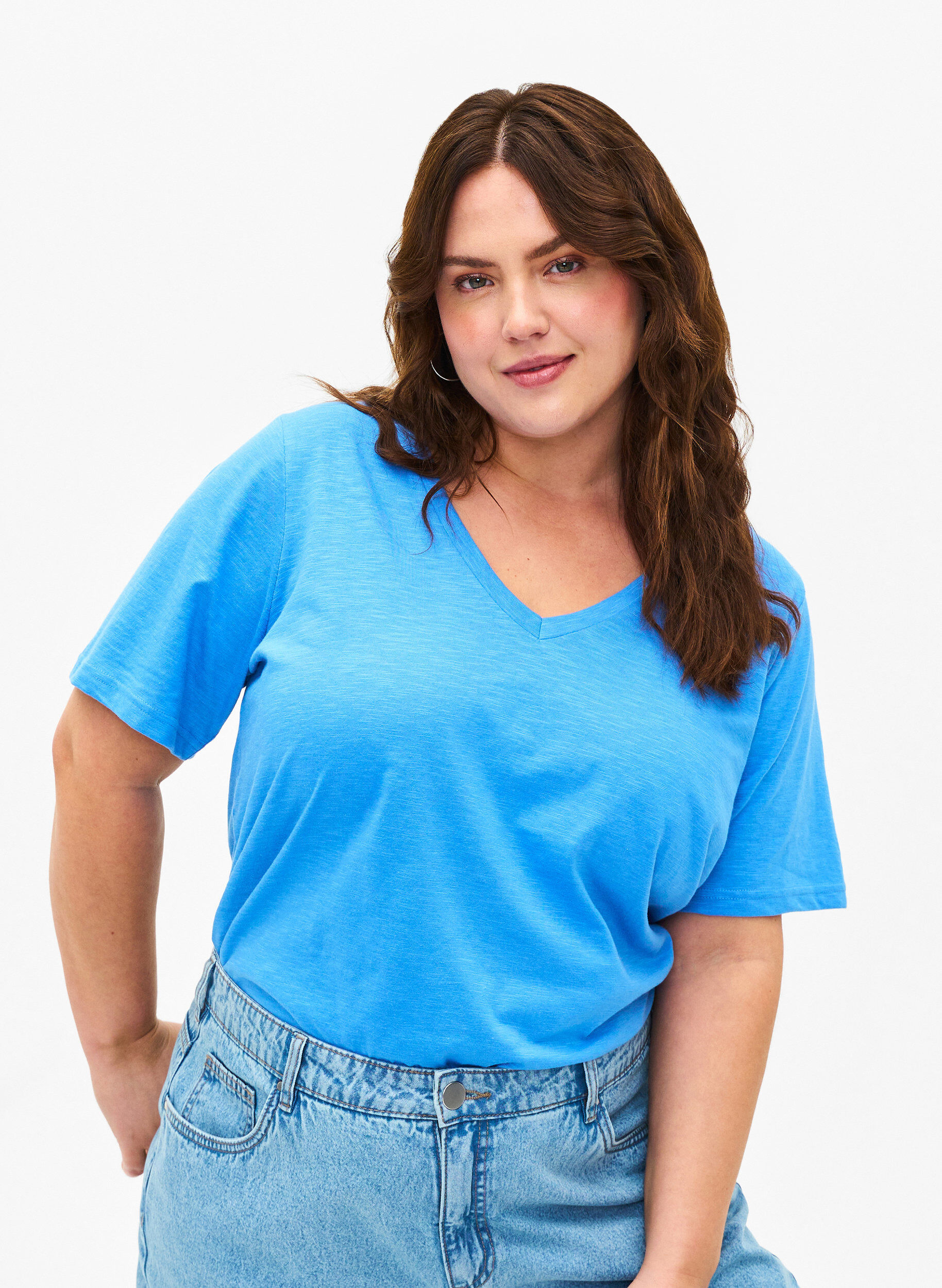 Kortærmet basis t-shirt med v-hals