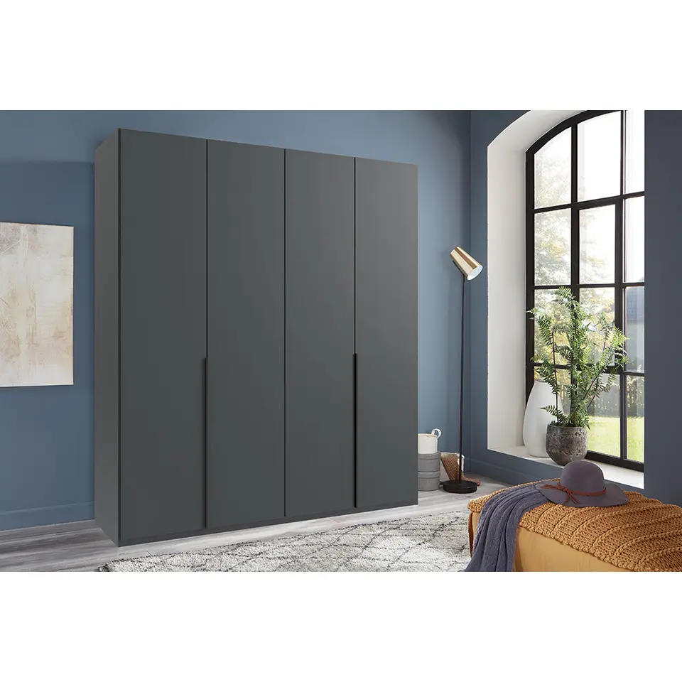 Kledingkast Milaan 4-deurs- grafiet - 208x180x58 cm