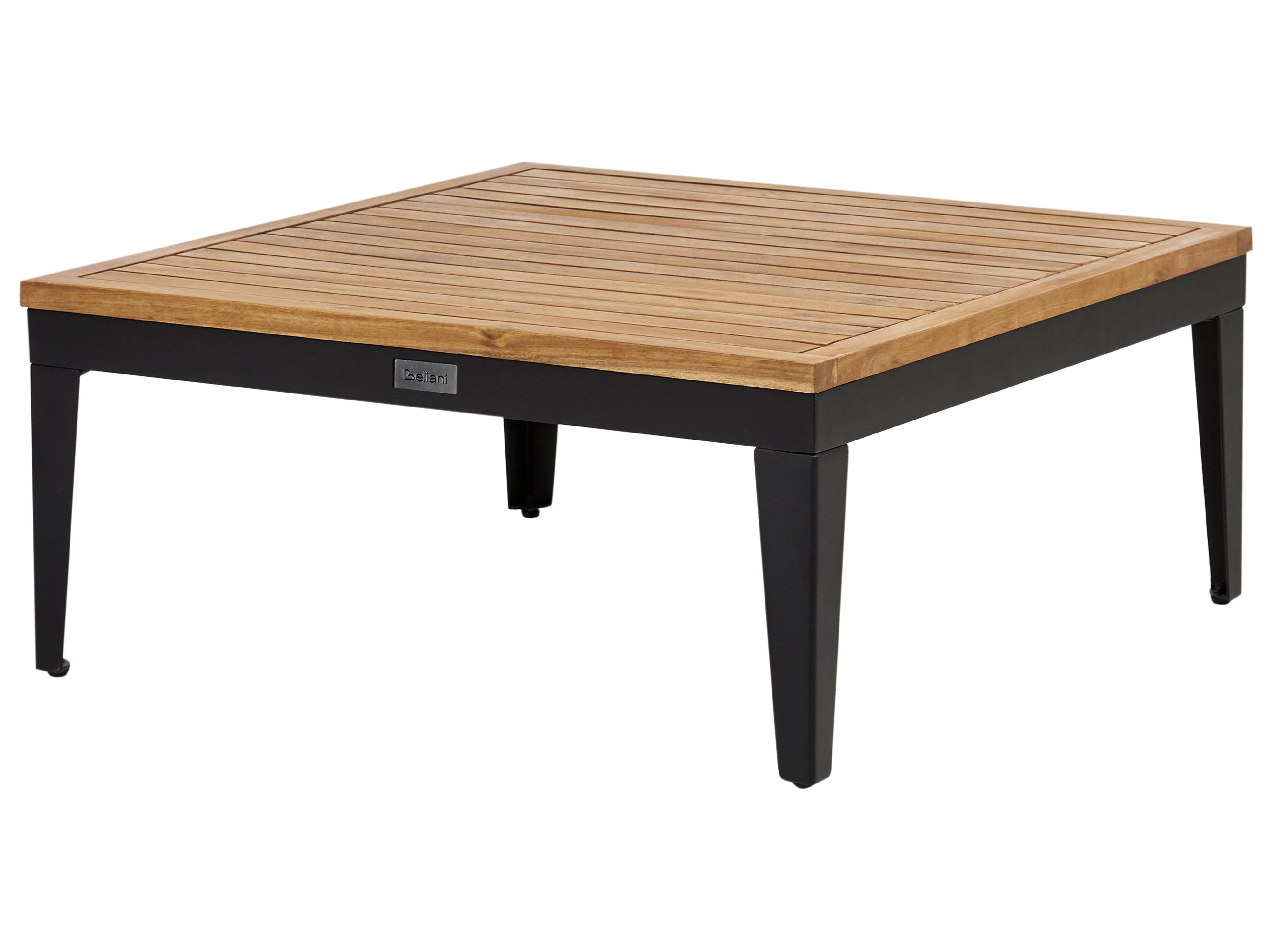 Loungeset met tafel en ottomaan 4-zits BRACCIANO rechtszijdig Gecertificeerd acaciahout Lichtbeige