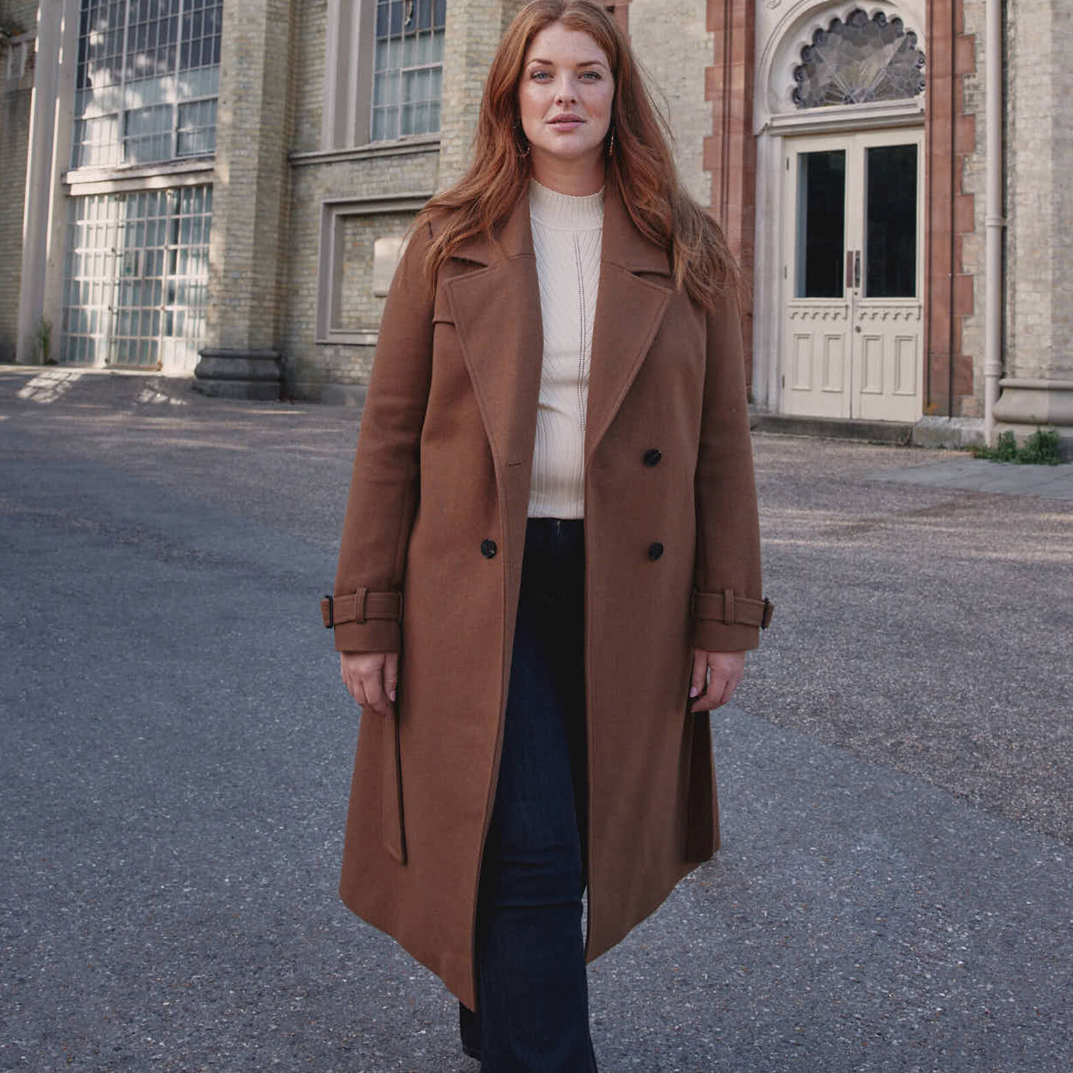 Manteau long ceinture à nouer femme