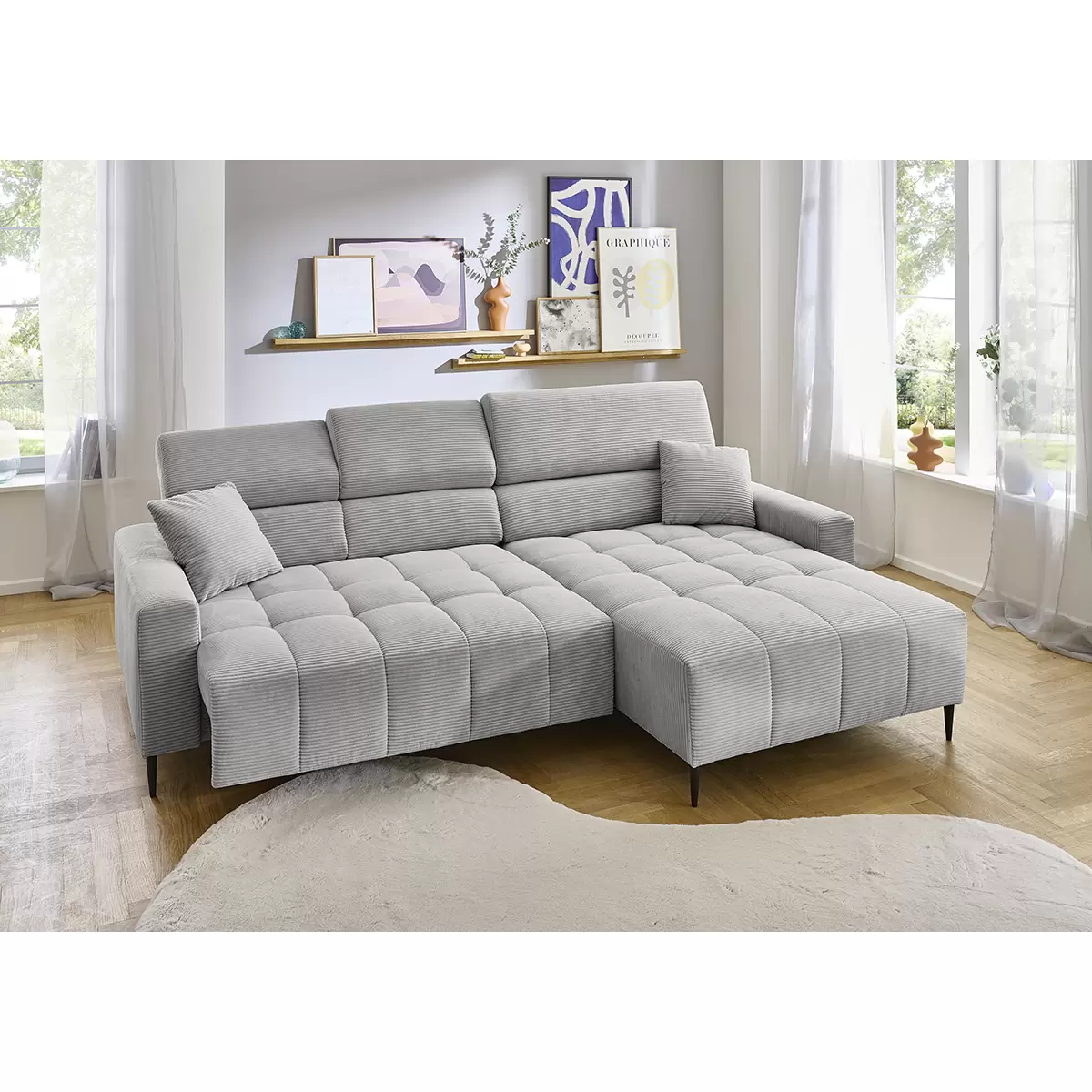 Ecksofa Simple 93 x 221 Hellgrau
