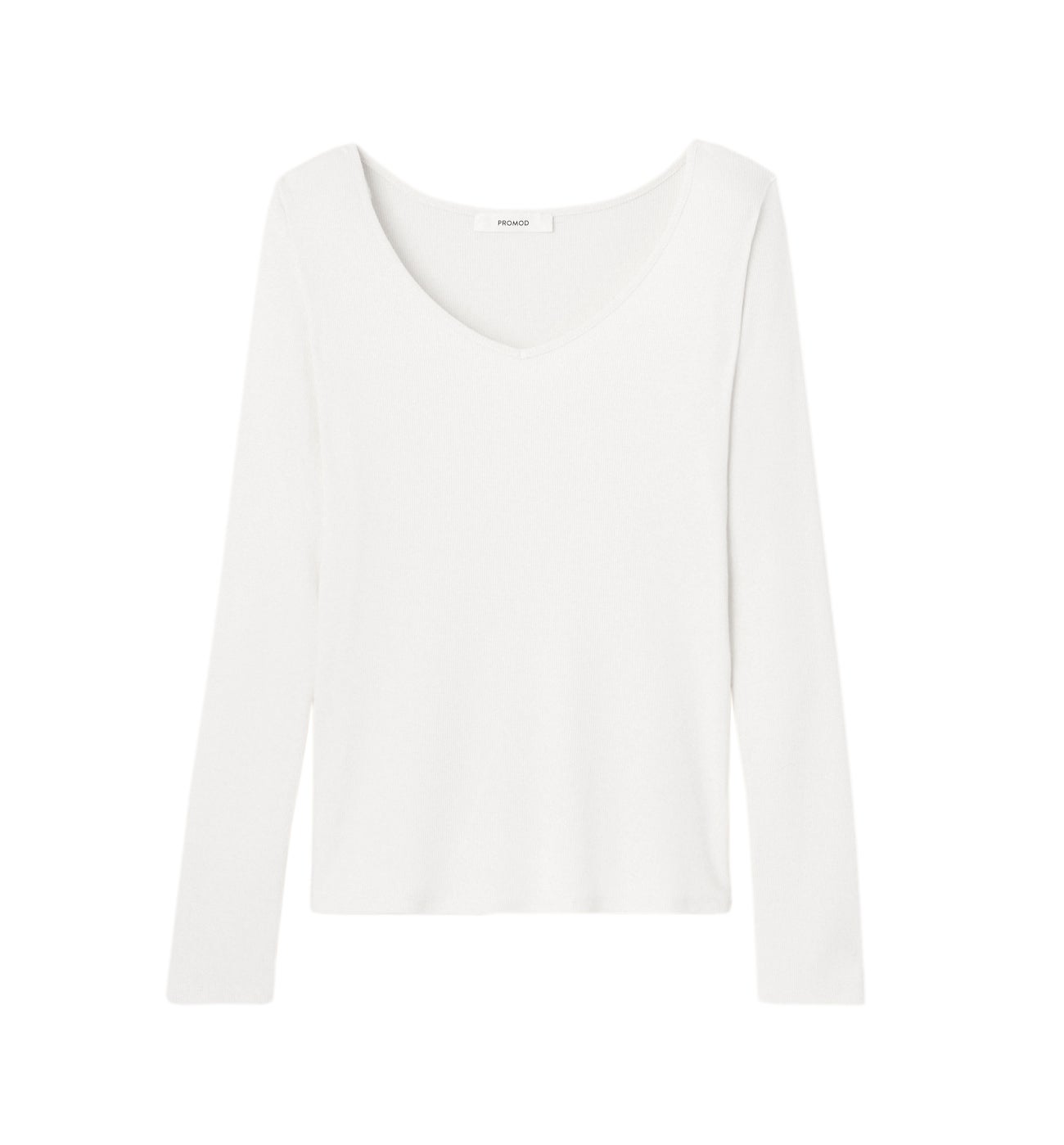 T-shirt ctelé manches longues - Ecru