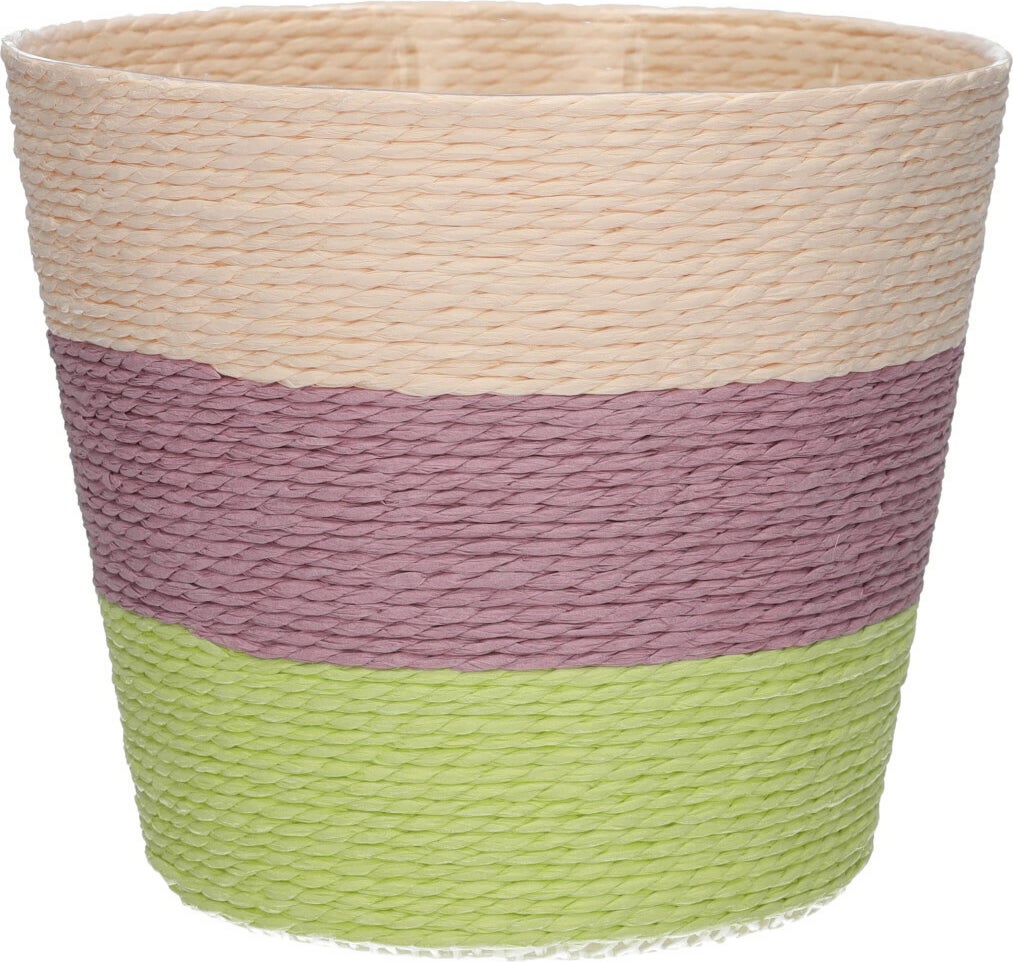 Duif plantenmand Riley lijnen crème / roze / groen D 6,8 H 5,2 cm