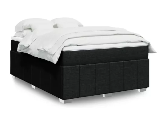 Sommier à lattes de lit avec matelas Noir 160x200 cm Tissu