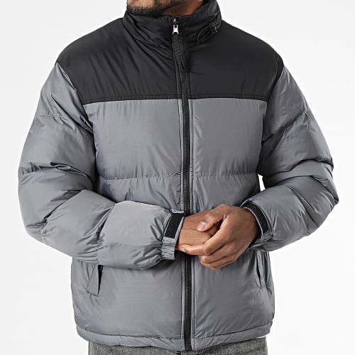 Doudoune Capuche Gris Noir