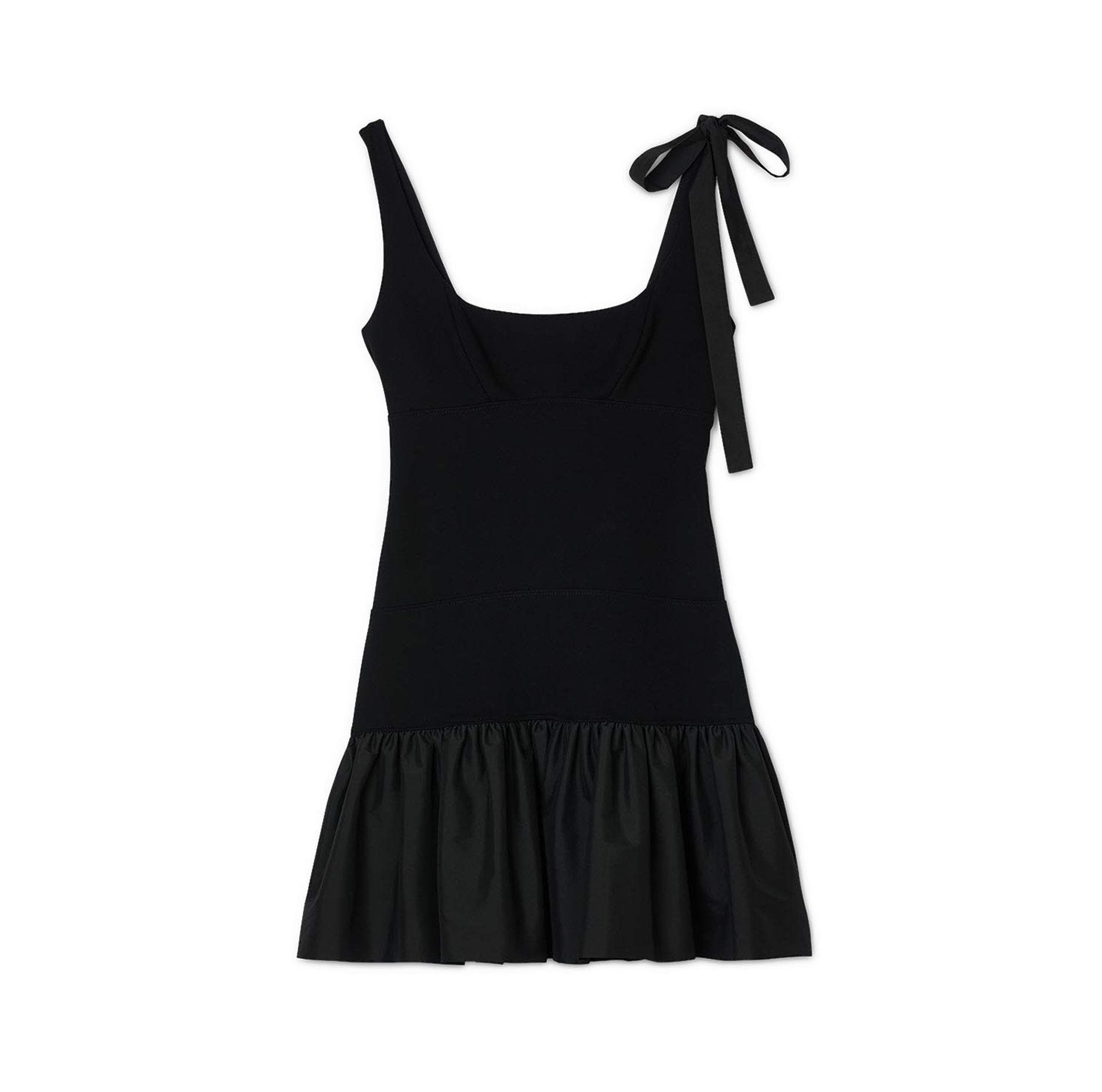 Robe courte bi matière| Noir