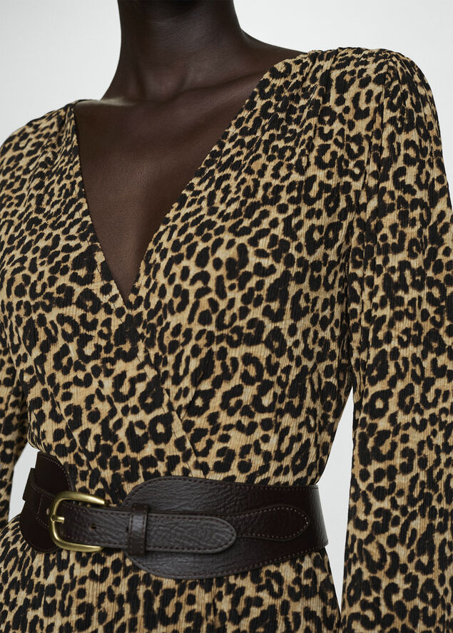 MANGO Leopard gown Brown